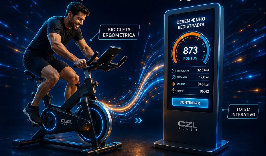 Simulador de Bicicleta Interativo — imagem do catálogo CZL Plush
